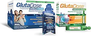 GlutaDose Ultimate Immune Boost & Daily Detox Bundle, Cold & Flu Recovery, Immune & Energy Support, Glutathione, Astragalus, Echinacea, Acerola (1.000 mg Blend), Σελήνιο, Ψευδάργυρος, Υγρά συμπληρώματα