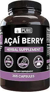 PURE ORIGINAL INGREDIENTS Acai Berry (100 Capsules) Magnezyum Or Rice Fillers, Always Pure, Lab TY