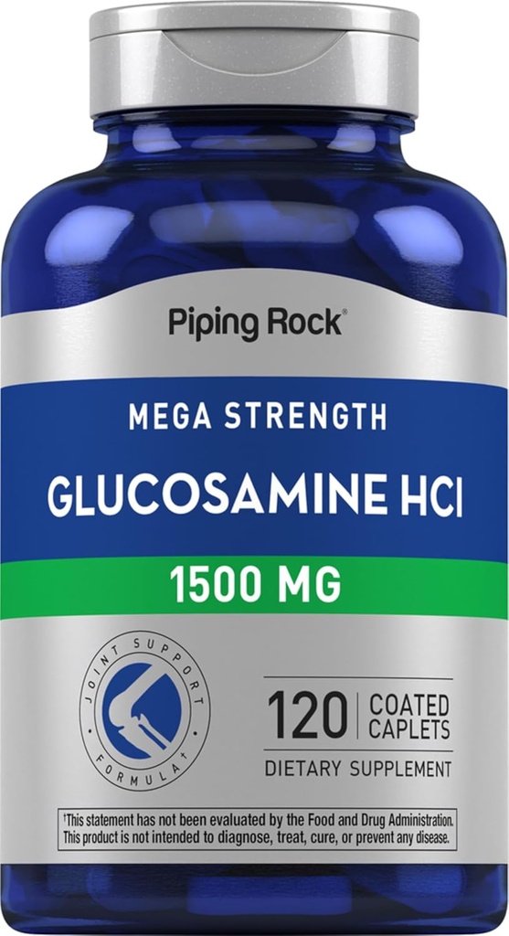 Piping Rock Glucosamine HCL 1500 mg | 120 Caplets | Mega Strength | Non-GMO & Gluten Free Supplement Supplement