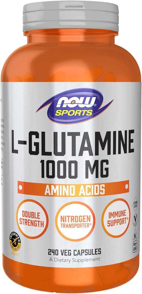 Şimdi Spor Beslenmesi, L-Glutamine, Double Strength 1000 mg, Amino Asit, 240 Veg Capsules