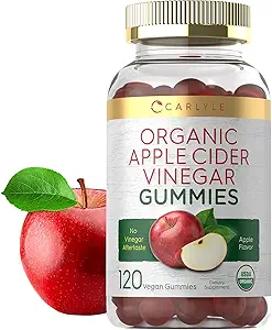 Carlyle Apple Cider Vinegar Gummies | 120 Kont | USDA Organik ACV | Apple Flavor | Vegan, Non-GMO & Gluten-Free Supplement Supplement Supplement