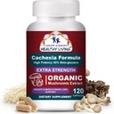 CANCER SCIENCES Cachexia Supplement, USDA sertifikalı Organik Mushrooms Extract Capsules, Ekstra Güçlü 1,500 mg, Yüksek Potency 40 Beta-Glucans, Immune & Metabolic Support, Kilo & Muscle Mass Support,