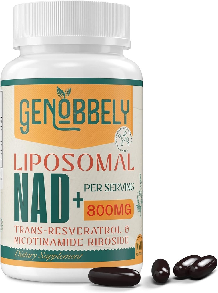 800 mg Liposomal NAD+ Nicotinamid Riboside 200 mg ile birlikte, Trans-Resveratrol 100 mg - DNA onarımı için True NAD Supplement, Sağlıklı Ağlama, Beyin Fonksiyonu - 60 Gün Supply