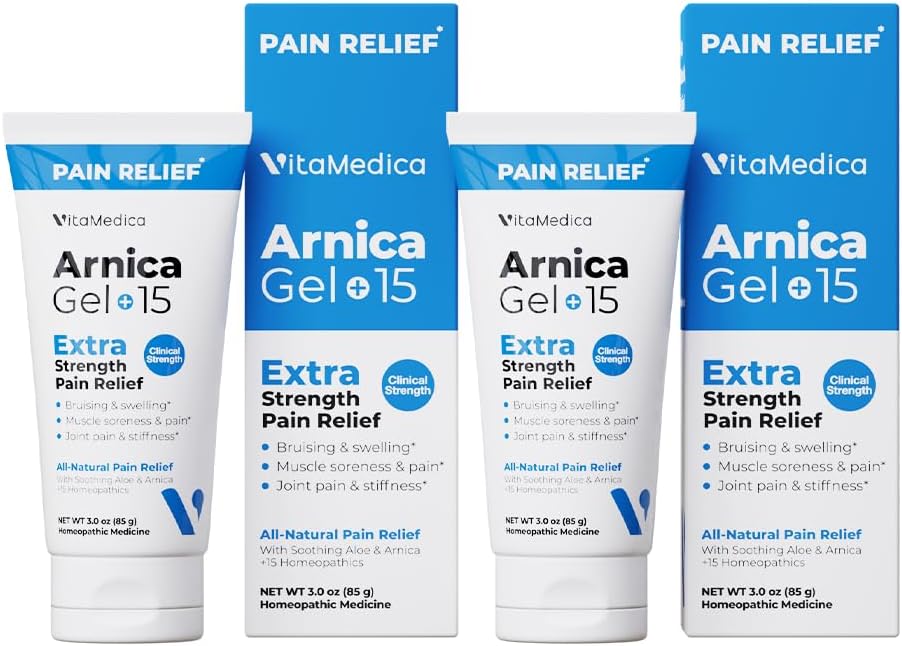 VitaMedica Arnica Gel Plus 15 Θεραπευτικές Φυτικές Ενώσεις, Extra Strength Pain Relief Formation for Mouising, Swelling, Joint Pain, Muscle Soreness & Stiffness, All-Natural, Plant-Based, 2-Pack