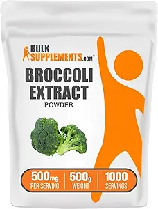 BulkSupplements.com Broccoli Extract Toz - Broccoli Florets, Sulforaphane Supplement - Vegan & Gluten Free, 500 mg per Service, 500g (1.1 lbs) (Paket 1)