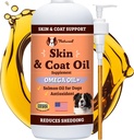 Natural Dog Company Skin & Coat Oil (16 oz.), Destekler Skin Health, Fish Oil Supplements for Dogs, Soft Coat, Fish Oil & Flaxseed Oil, Fatty Acids, Şişe of Dog Fish Oil with Pump, Antioxy