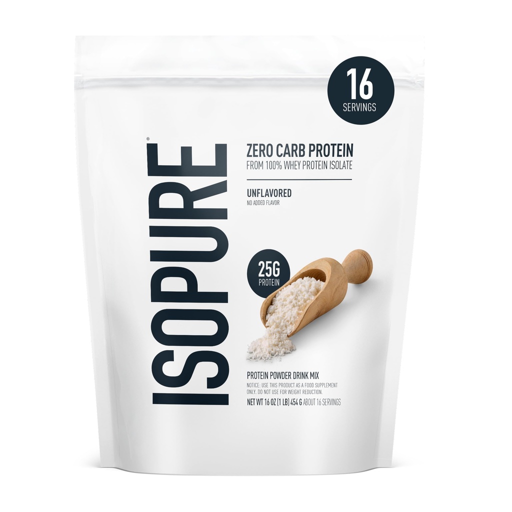 Isopure Zero Carb 100% Pure Whey Isolate protein Toz, Lactose Free, Gluten Free, Vitaminler ile, Unflavored, 25g Protein Yüzde 1 Lb, 16 Hizmet (Pazarlama May Vary)