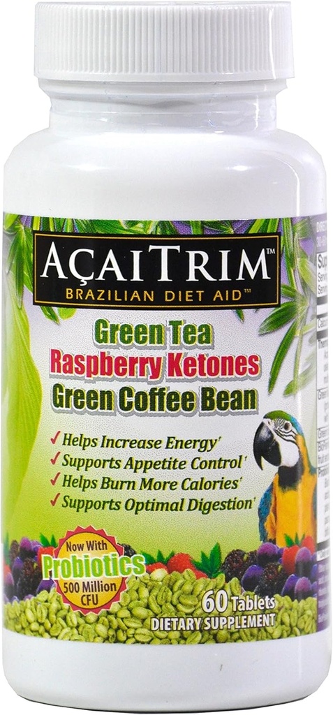 AcaiTrim- Kilo kaybı Supplement- Green Tea Extract, Green Coffee Bean Extract, Raspberry Ketones, Acai, & Probiyotikler – Erkekler ve Kadınlar için Metabolism & Enerji