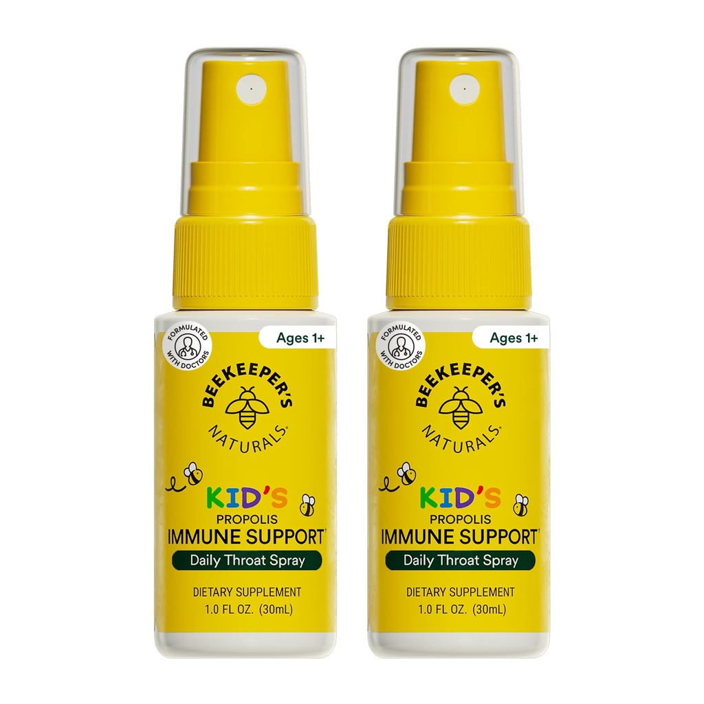 Beekeepter's Naturals Kids Propolis Throat Spray 95% Bee Propolis Extract - Φυσική Ανοσολογική Υποστήριξη & Ανακούφιση, Αντιοξειδωτικά & Χωρίς Γλουτένη, 1,06 oz (Pack of 2)