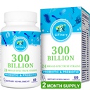 Kadınlar ve Erkekler için Probiyotikler - 300 Milyar CFU, 24 Strains Probiyotiks + 15 Organik Herbs Digestive, Gut Health, Immune, Constipation, Diarrhea & Whole-Body Health - 2 Ay Supply