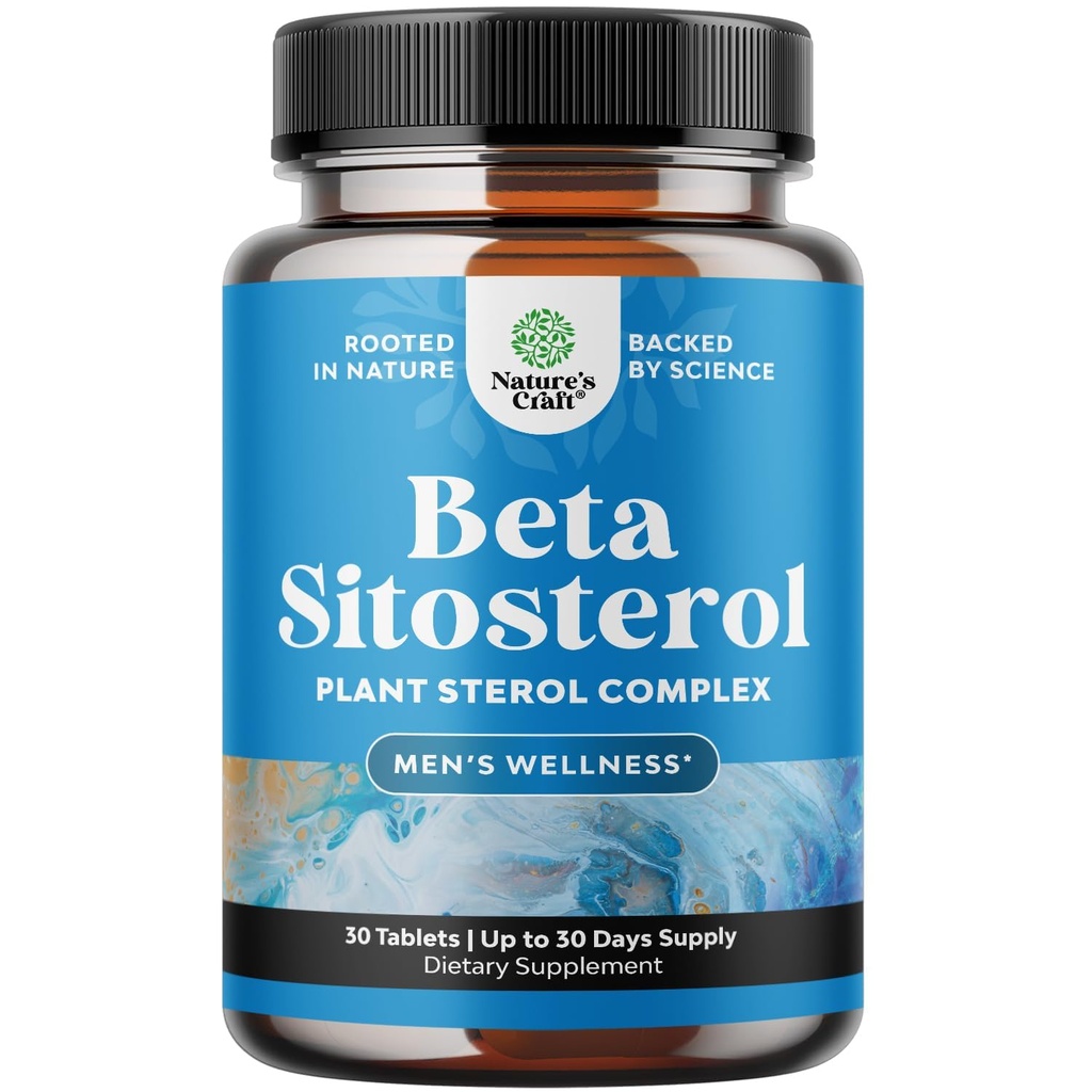 Plant Sterols Kompleksi Beta Sitosterol - 500 mg Beta-Sitosterol Sterols and Stanols Supplement for Heart Health and Prostate Support - Heart and Prostate Health Supplement for Men - 30 Tablets