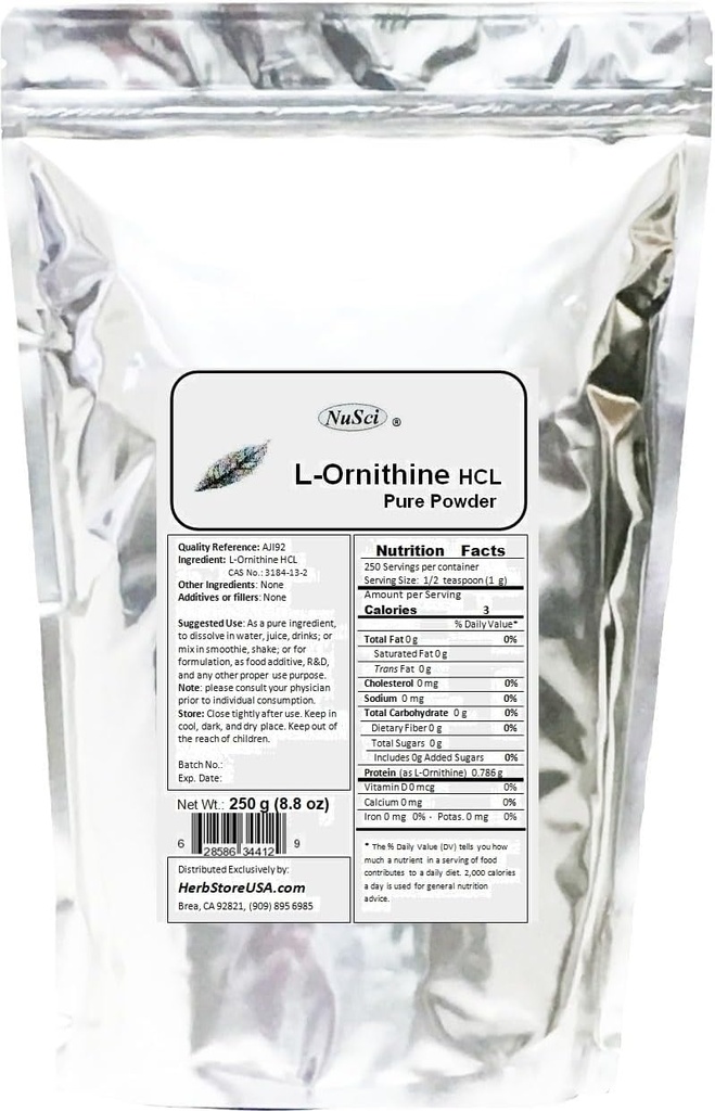 Pure L-Ornithine Toz 250g (8.8 oz) AJI Quality