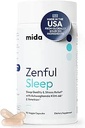 Mida Health® Zenful Sleep 6in-1 Natural Sleep Aid for Yetişkinler Without Melatonin | Deep Sleep Supplement with Ashwagandha KSM-66® and Venetron® | Supports Cortisol Balance | 90 Capsules