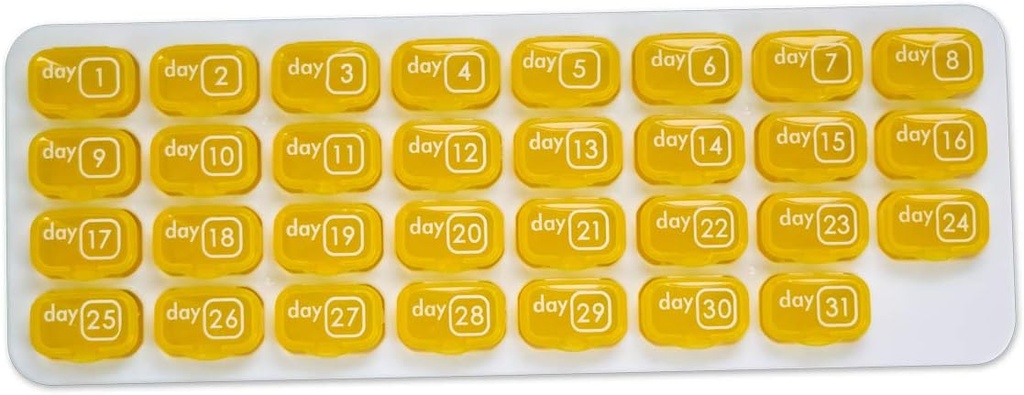 31 Günlük Pill Pod Kolay İlaç Yönetimi için Organizer - Günlük Vitamin Tamam Med Kutuları ile Takip Et, Seyahate Hazır - Sarı Kutular