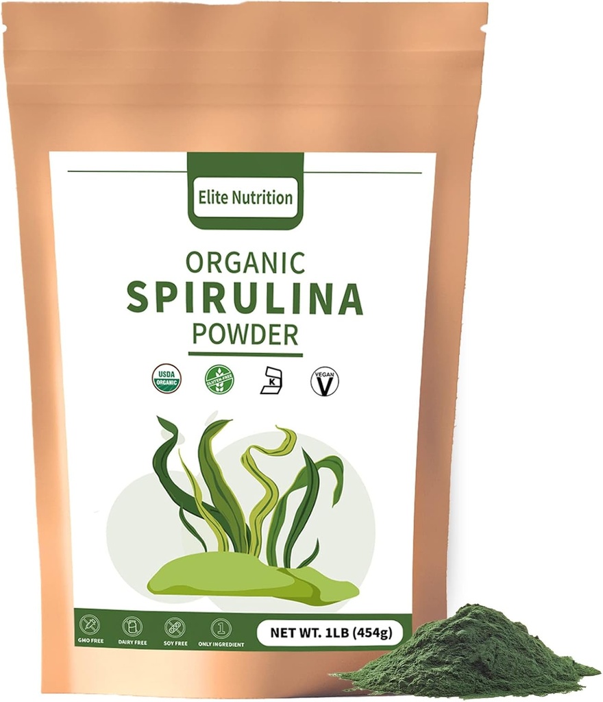 Βιολογική σκόνη Spirulina, μη ΓΤΟ, USDA Certified, Green Superfood Ενισχύει την ενέργεια, Υψηλή σε πρωτεΐνες, ορυκτά, αντιοξειδωτικά, και βιταμίνες, 1 lb