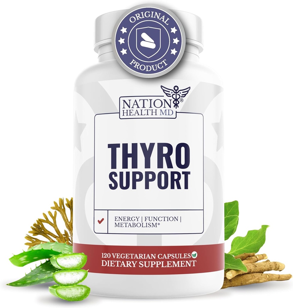 Thyro Support - Thyroid Supplement with Selenium, Bladderwrack & Zinc - Thyroid Health for Women & Men - Vegan, Non GMO, Gluten Free - 120 Capsules