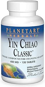 Gezegensel Herbals Yin Chiao Classic 450 mg Mevsimlik Destek için Immune Formulas -120 Tablet