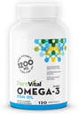 Plantvital Omega 3 Καψάκια ιχθυελαίου - Αμιγής Νορβηγική Ωμέγα 3 Συμπλήρωμα - Τριπλή Δύναμη - Δεν Fish Flavor - Μοριακά Αποσταγμένο - Υποστηρίζει Γνωστική, Κοινή, Μάτια, Μαλλιά και Καρδιά Υγεία - 120 κόμης