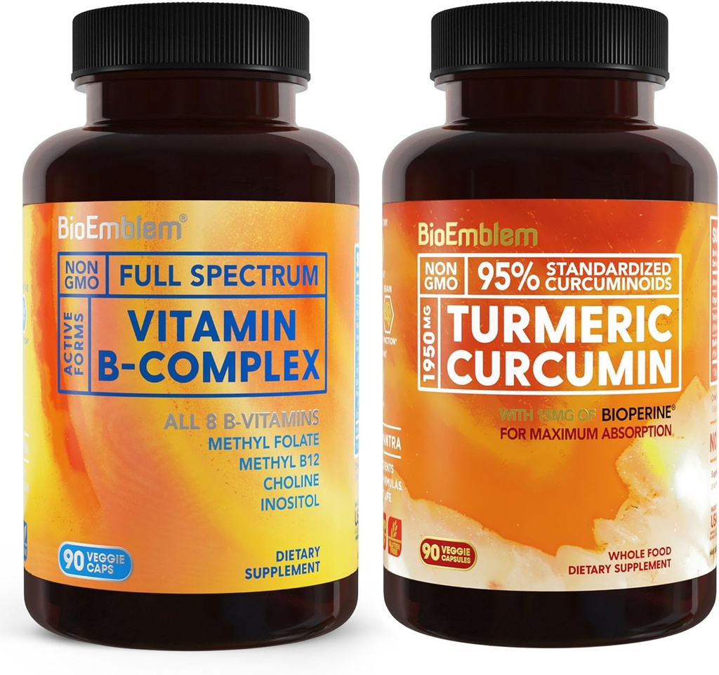 BioEmblem Turmeric Curcumin Supplement with BioPerine and Vitamin B-Complex