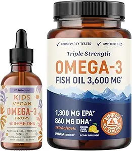 Omega 3 Fish Oil Softgels ve Omega 3 Material Drops for Kids | EPA, DHA & Algae Oil for Heart, Brain, and Immune Support | Omega 3 Sche for the Whole Family