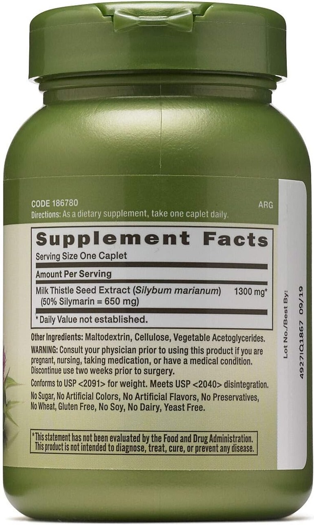 GNC Herbal Plus Γαϊδουράγκαθο γάλακτος 1300mg, Twin Pack, 60 Caplets Κάθε, Υποστηρίζει υγιές συκώτι