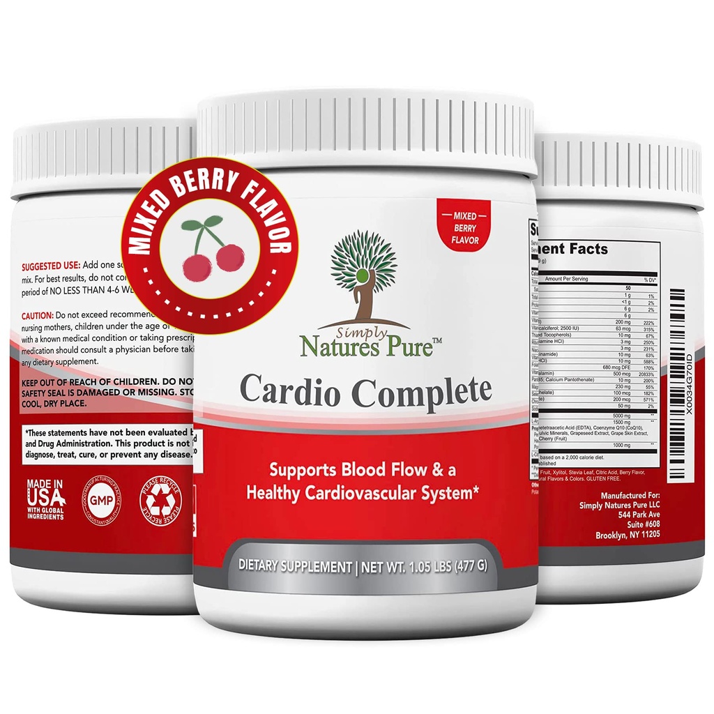 Basitçe Doğalar Pure Cardio 5.000 L-Arginine, 1.000 mg L-Citrulline ve Hawthorn Berry - Kalp Sağlığı ve Kartiovascular Destek Toz Tamam ve 3in-1 Nitrik Membran