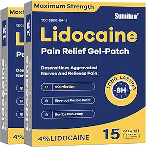 Sumifun % 4 Lidokay Patches maksimum Güçlü - 30 Kont Pain Relief Patches for Back, Omuz omuz, Elbow, Diz, Kas & Ortak - Aşağı Geri Ağrı Yardım Ürünleri - Ağrı Patches En Güçlü Lidoka