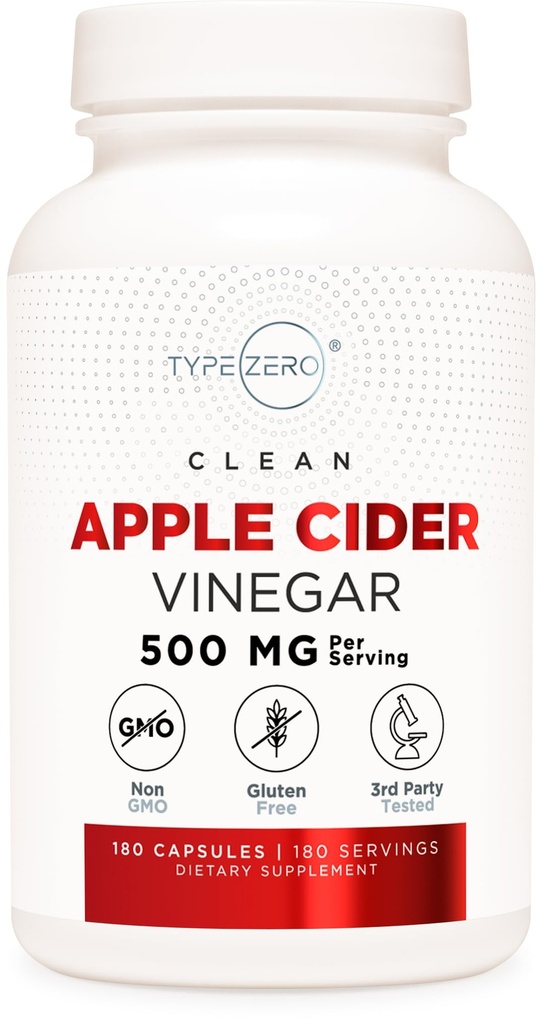 Tip Zero Apple Cider Vinegar Capsules (180 Count) 500 mg In Service - Non-GMO, Gluten-Free Supplement Supplement Supplement