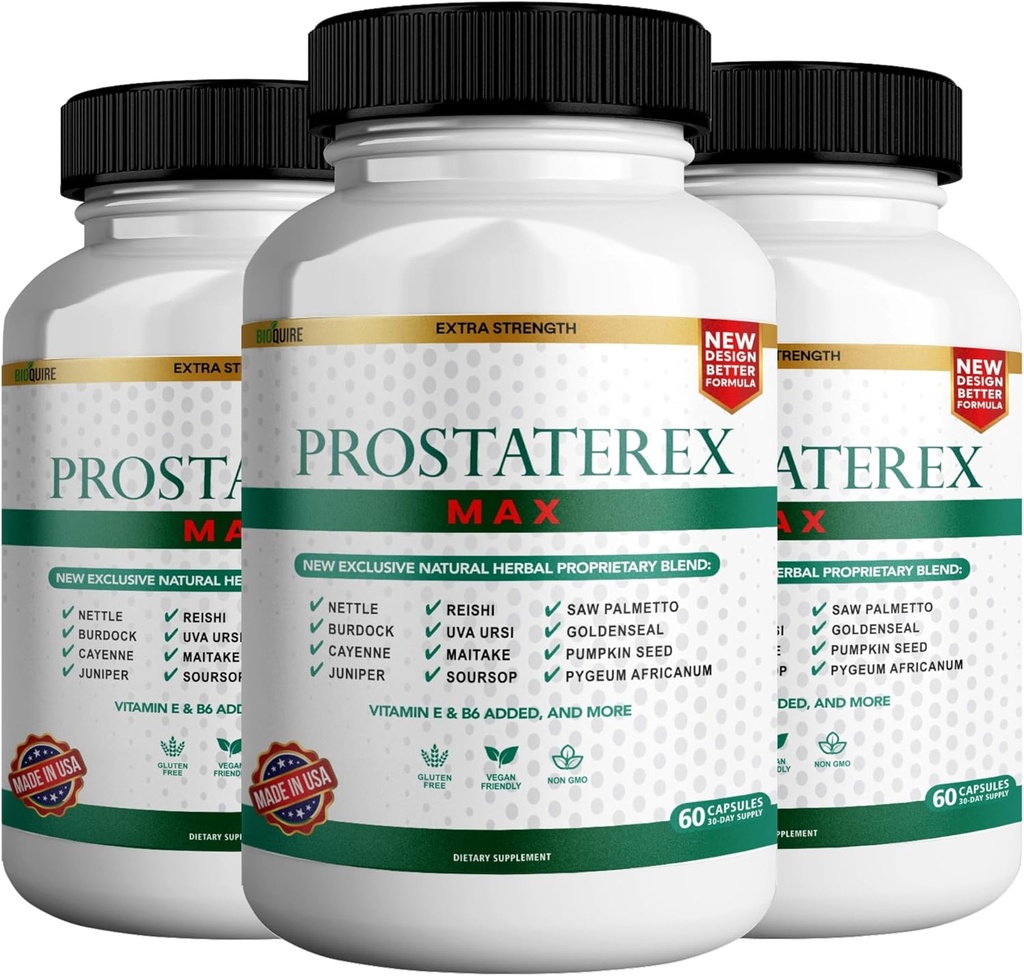 ProstateRex Max Extra Strength Prostate Health Support Supplement, Saw Palmetto, Vegan, Non-GMO, Gluten-Free - 180 Capsules (3)