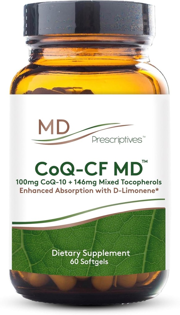 MD Prescriptives CoQ-CF MD - Coenzyme Q10 Diyeter Supplement with Vitamin E - CoQ10 100 mg Optimal Abpole Formula - 1 Capsule Daily - 60 Softgels