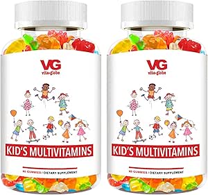 VITA GLOBE Çocuklar Multivitamin Gummies - Vitaminler A, C, D, E, B6 & B12 | Günlük Immune, Büyüme ve Sağlık Desteği | Çocuklar için Büyük Tasting Chewable Supplement - 120 Kont (Pack of 2)