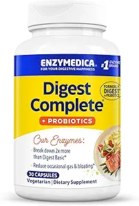 Enzymedica, Digest Complete + Probiyotiks, Gentle Digestive Enzymes with 400 Milyon CFU Active Cultures per Capsule, 30 Capsules
