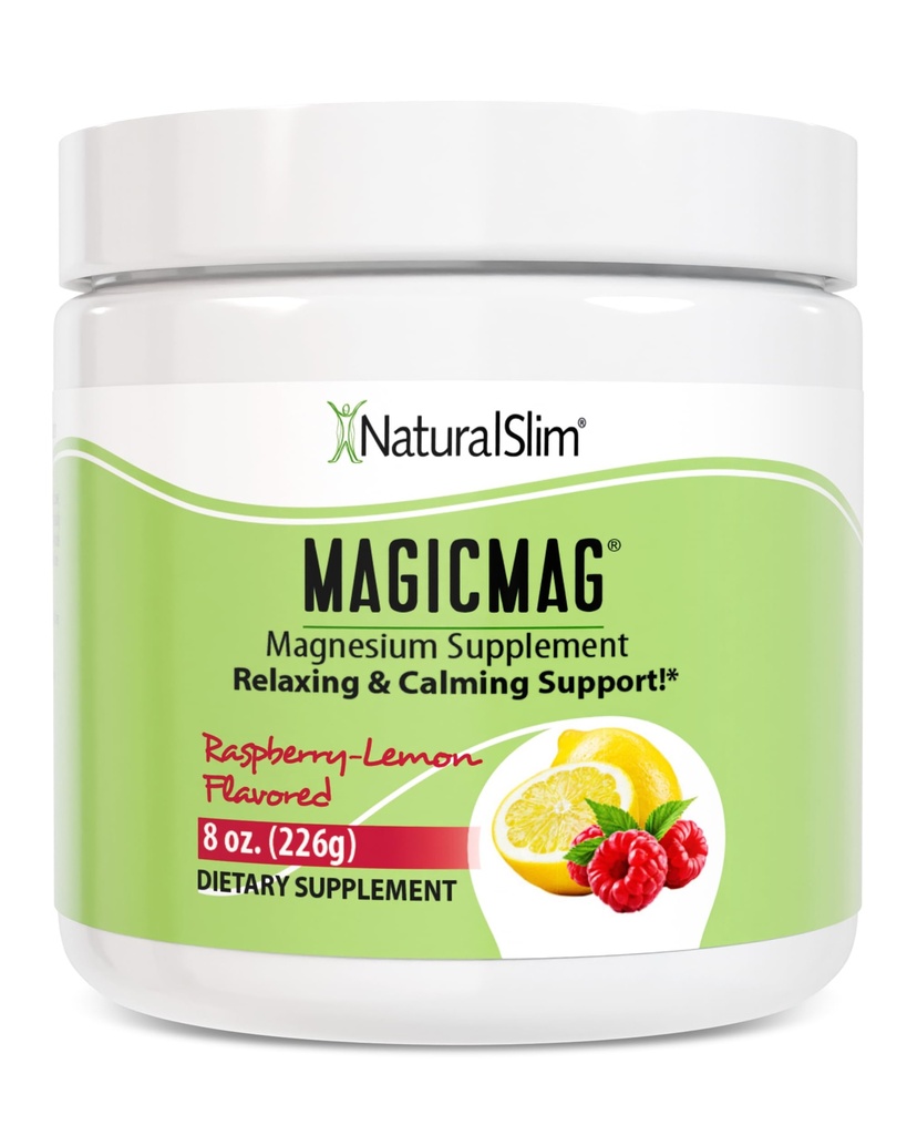 DoğalSlim Magicmag Magnezyum Pure Citrate Toz Stres, Constipation, Muscle, Heart Health ve Sleep Support | Raspberry Lemon Supplement - 8oz İçecek Mix (Solo)
