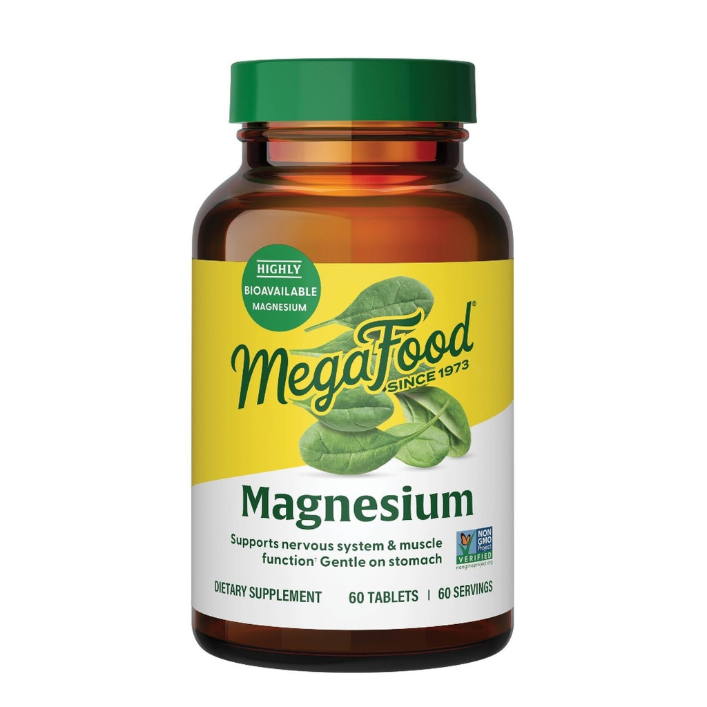 MegaFood Magnezyum - Kalp ve sinir sistemini destekler - Magnezyum Tamamı mayınlı Magnezyum Glycinate - Vegan, Gluten-Free, Non-GMO ve Kosher - 9 Yiyecek Allergens olmadan - 60 Tabs