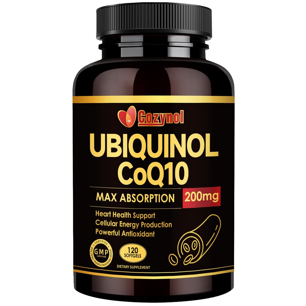 Ubiquinol CoQ10-200mg-Softgels with Vitamin E & Omega 3, High Abxia Coenzyme Q10 Support Heart Health & Energy-Production Powerful-oxyAnti, 120 Counts