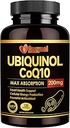 Ubiquinol CoQ10-200mg-Softgels with Vitamin E & Omega 3, High Absorption Coenzyme Q10 Support Heart Health & Energy-Production Powerful-Antioxidant, 120 Counts