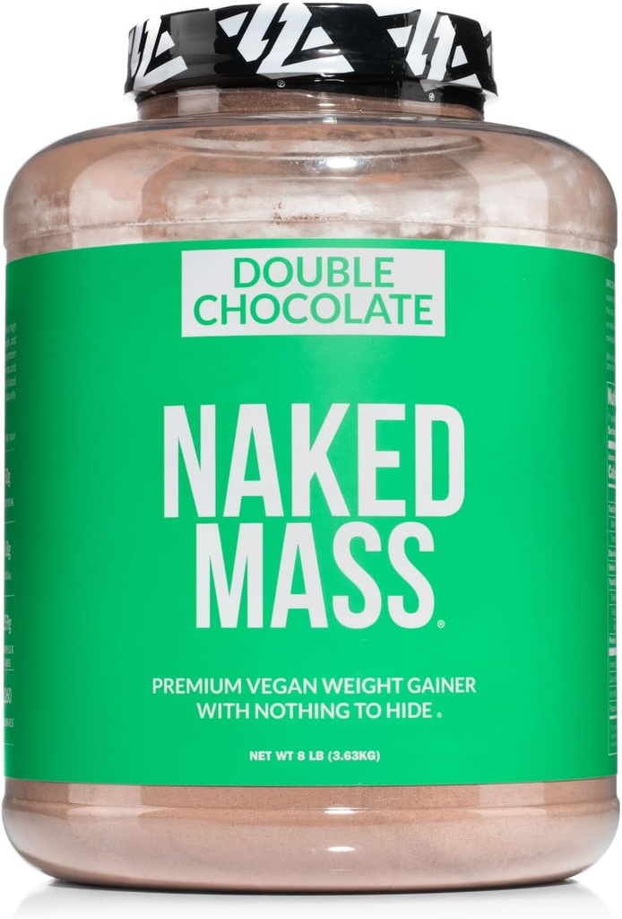 NAKED Vegan Mass - Çift Çikolata Ağırlık Kazananı - 1.260 Calories, 50G proteini, Yapay, Tüm Doğal Çikolata Protein Tozu, Non-GMO, Soy & Gluten Free - 8LB Bulk - 11 Hizmetler