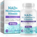 Erkekler ve Kadınlar için NAD Supplement - Liposomal Nicotinamid Riboside, Quercetin, NAD+ Resveratrol 910 mg ile Tamam - Destekler Kas, Beyin, Enerji, 120 Capsules