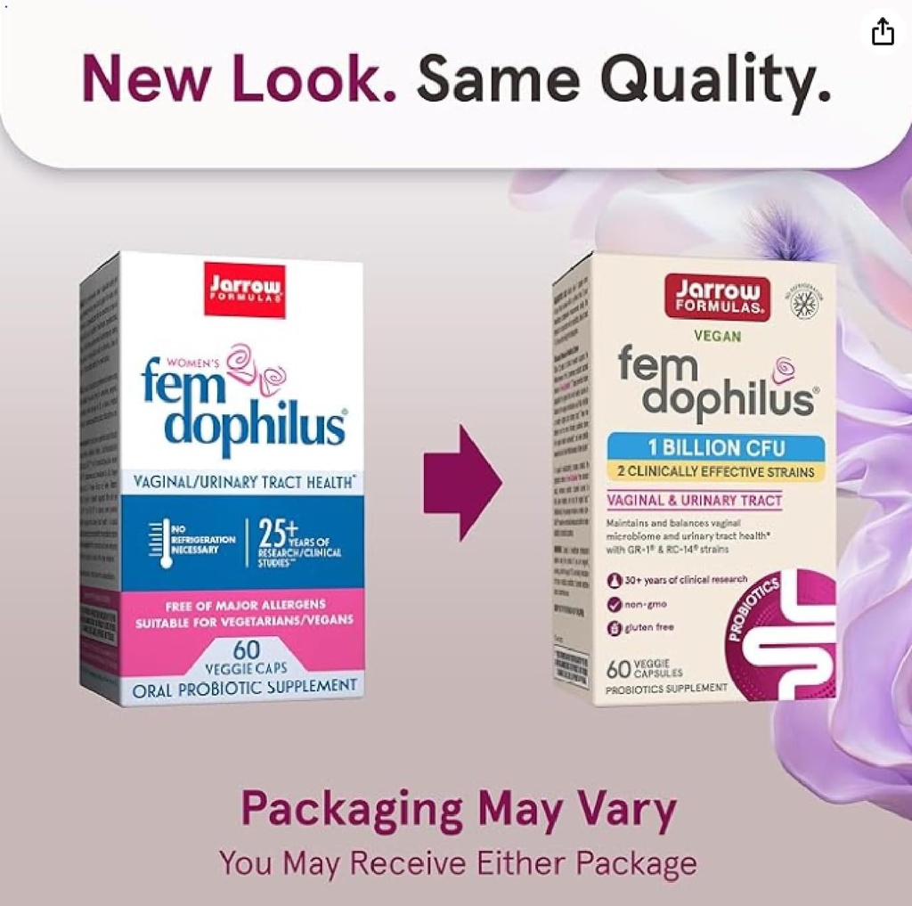 Jarrow Formulas Fem-Dophilus - 1 Δισεκατομμύρια Οργανισμοί Ανά Υπηρεσία - 60 Κάψουλες Veggie - Γυναικεία Προβιοτικά - Ουροφαγική Φυλλαδική Υγεία - Μέχρι 60 Υπηρεσίες