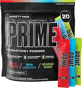 PRIME HYDRATION+ Sticks VARIETY PACK | Hydration Toz Single Servis | Sıcak Şeker | Caffeine-Free | Vegan | 20 Sticks