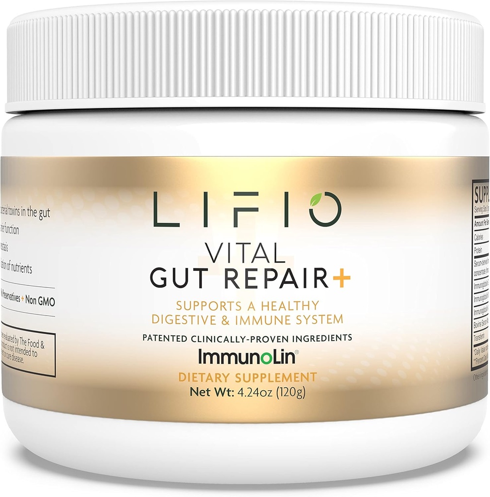 Vital Gut Repair+ with ImmunoLin Supplement, Supports A Medical Gut Biome & Immune System, Gluten-Free, Dairy-Free, No Preservatives, Net Wt 4.24 oz (60 Hizmet)