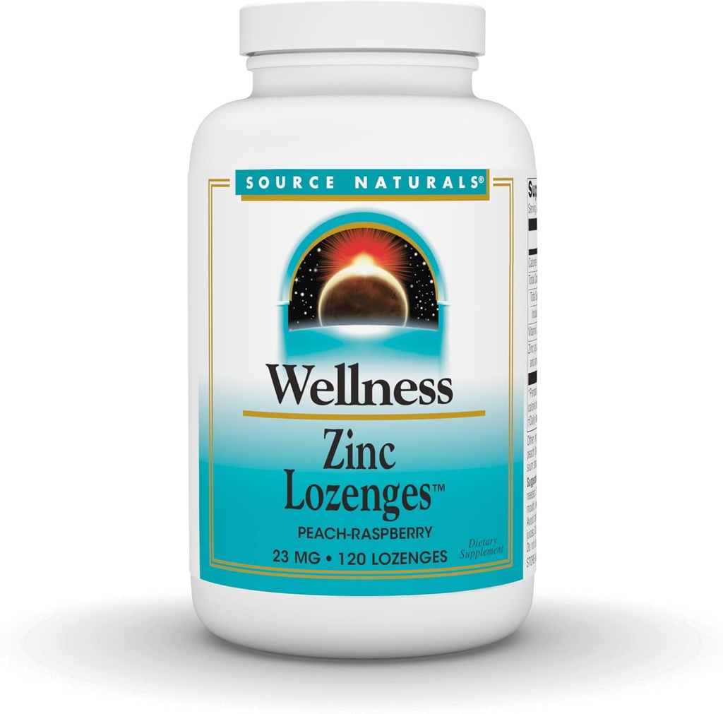 Source Naturals Wellness çinko Lozenges, Peach-Raspberry Flavord Immune Support, 23 mg - 120 Lozenges
