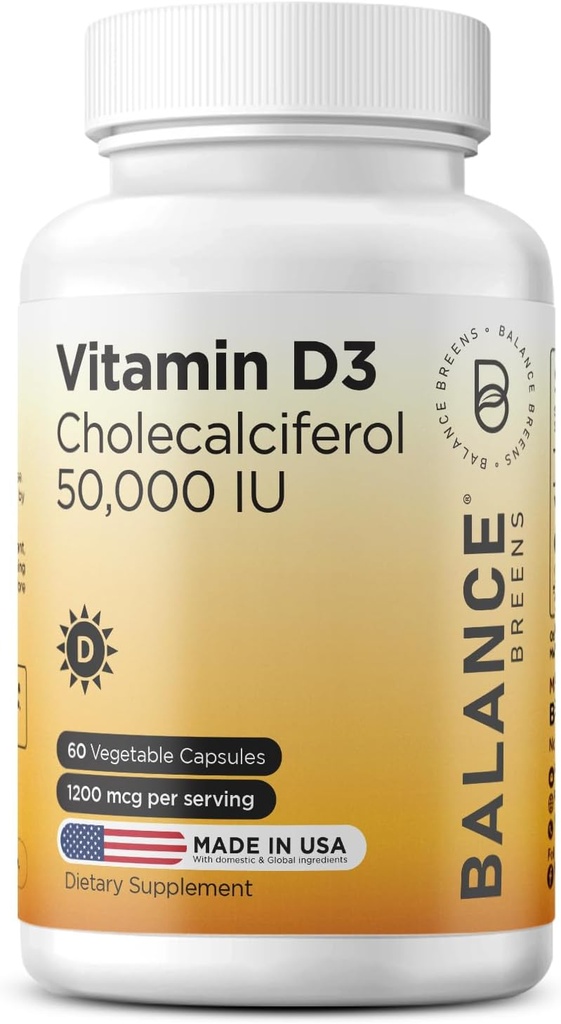 Dengeli Vitamin D3 50,000 IU, 60 Veggie Capsules - Yüksek Potency, Supports Immune & Bone Health - Weekly Once Once Once
