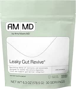 Amy Myers MD Leaky Gut Revive - Gluten-Free & Non-Dairy - Sağlıklı Gut Desteği için Botanik Yemekleri - Prebiyotik Fiber, Terpery Elm Bark & Marshmallow Root - 6.3 oz (30 hizmet)