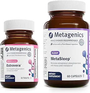 Metagenics Menopause Sleep Duo - HerEstrovera & MetaSleep - Hot Flashes için Estrovera'nın 30 Tabletleri, Menopause Relief & Night Sweats - MetaSleep için 60 Capsules