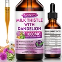 Υγρές σταγόνες γάλακτος Thittle - Liver Cleanse Detox & Repair - 1000mg συμπλήρωμα γαϊδουράγκαθου γάλακτος για την υποστήριξη του ήπατος, συμπλήρωμα ήπατος Silymarin για την υγεία του ήπατος, Vegan, μη-GMO, 2 Fl Oz