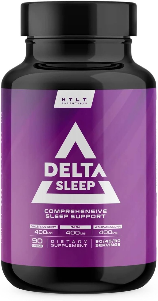 Delta Sleep by HTLT | Ashwagandha, Melatonin, 5-HTP, & GABA | L-Theanine & Magnezyum Glycinate to maintain GABA Levels | Valerian Root for Sleep, (90 Capsules)