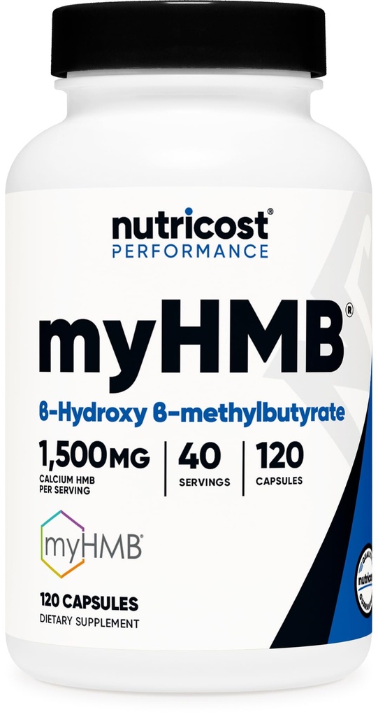 Nutricost myHMB κάψουλες 1.500MG Ασβέστιο HMB ανά υπηρεσία, 120 κάψουλες, 40 Σερβιέτες - Γραμμή Απόδοσης, Ασβέστιο Β-Υδροξυ Β-μεθυλοβουτυρικό Μονοένυδρο
