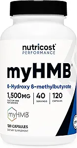 Nutricost myHMB Capsules 1,500MGdis HMB Per Servis, 120 Capsules, 40 Hizmet - Performans Hattı, Kalsiyum B-Hydroxy B-Methylylbutyrate Monohidrat