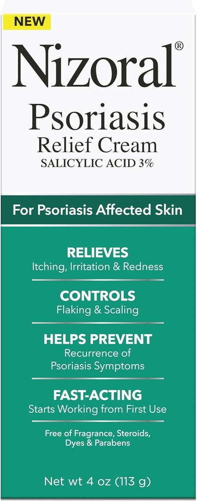 Nizoral Psoriasis Relief Cream- Relieves Itching, Irritation & Redness ve Controls Flaking ve Scaling with maximum Strength Medicine (Salicylic Acid 3), 4 Fl Oz Oz